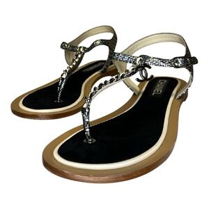 Chanel Interlocking CC Logo T-Strap Sandals, MSRP $2,013